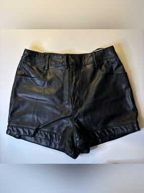 Black Faux Leather Women's Shorts